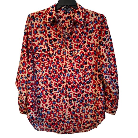 Colorful Madison Curvy 1X Button-Up Blouse In Vibrant Leopard Print top blouse - Picture 1 of 12
